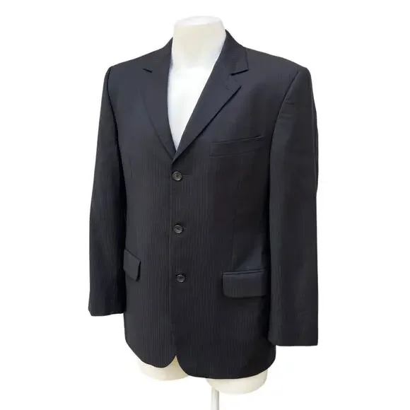 Givenchy Sport Coat Blazer Jacket 43” Chest Black Wool 3 Button Single Breasted - Picture 2 of 15